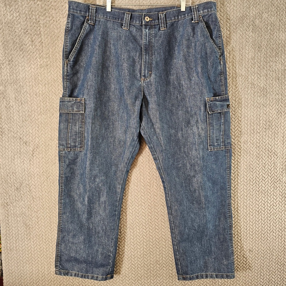Wrangler Mens‎ Blue Cargo Jeans Relaxed Fit Medium Wash 44x30 1070LGWDS